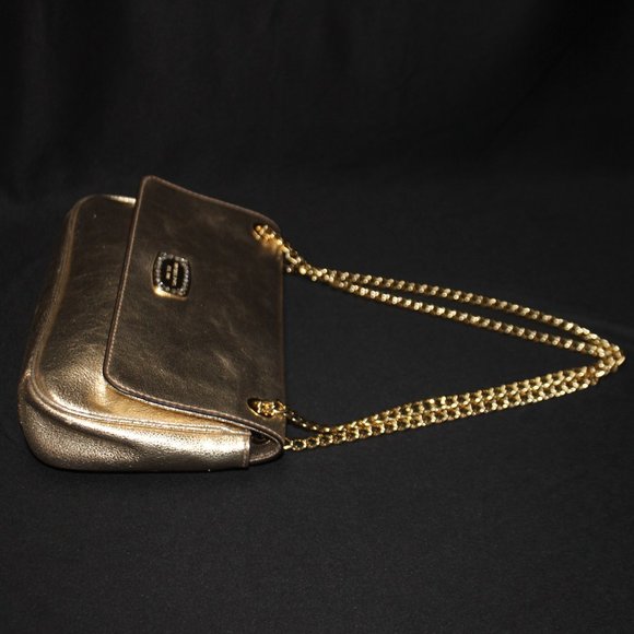 NWOT Michael Kors Gold Leather Shoulder Bag with Chain Strap - Picture 9 of 16